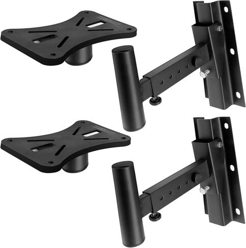 Pyle Universal Speaker Mounting Bracket - Ceiling & Wall Speaker Mount with Adjustable Swivel Tilt, 13.4" Retractable Telescopic Arm, 75 lbs Max Load - Ideal for Home Surround Sound Systems (Pair) in Saudi Arabia