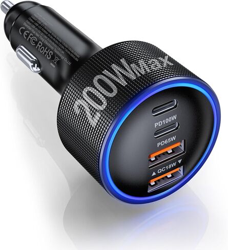 USB C Car Charger Fast Charge,200W Dual PD 4-Port Cigarette Lighter Adapter in Saudi Arabia