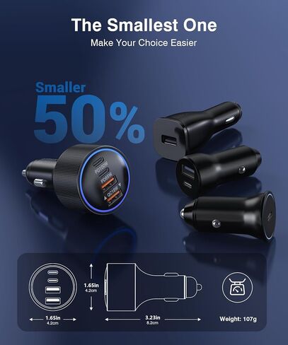 USB C Car Charger Fast Charge,200W Dual PD 4-Port Cigarette Lighter Adapter in Saudi Arabia