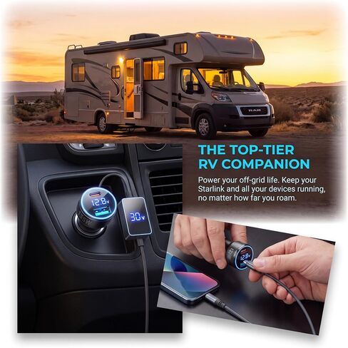 Starlink Mini Car Adapter 12v to 30v, 10FT Cable, PD-45W+USB-30W, 3 in 1 in Saudi Arabia