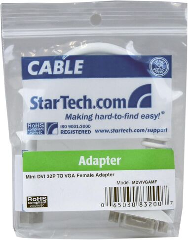 StarTech.com Mini DVI to VGA Video Cable Adapter for Macbooks and iMacs - Video Adapter - mini-DVI (M) to HD-15 (VGA) (F) - 7.9 in - White - MDVIVGAMF in Saudi Arabia