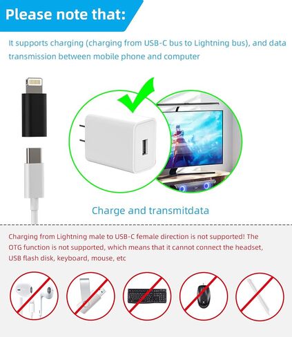 USB C Female to Lightning Male Adapter Type C Cable Charger Port (3pack) Thunderbolt Charge Connector for iPhone 14 13 12 11 Pro Max Mini Xs Se 7 X Xr 8 for iPad Air Charging Cord Converter in Saudi Arabia