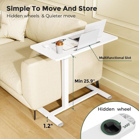 32 Inch Height Adjustable Rolling Standing Desk Gas Spring Sit Stand Mobile Workstation Hidden Casters Portable Laptop Bedside Table for Home Office School Medical Use in Saudi Arabia