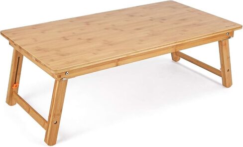 33.5 x 17.7 Inch Bamboo Foldable Floor Desk Adjustable Height Laptop Tray with Secure Metal Leg Locks No Assembly Multipurpose Portable Study Dinner TV Tray for Adults in Saudi Arabia