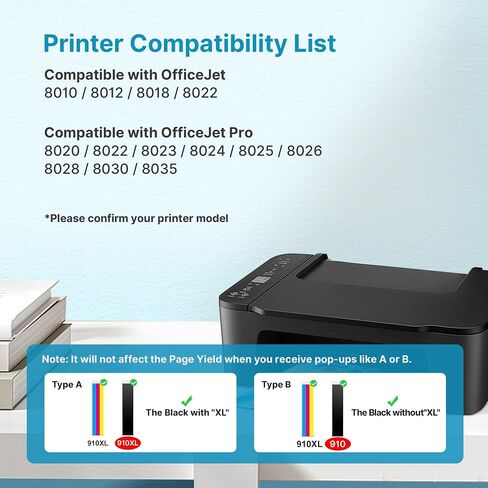 910 XL for HP 910xl Ink Cartridges Combo Pack Compatible with HP 8020 Printer Ink Cartridges HP910 Work for Officejet 8015 8020 8028 8035 Printer, Black Color 5 Pack in Saudi Arabia