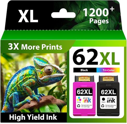 62XL Ink Cartridges Black and Color Replacement for HP Ink 62XL 2 Pack in Kuwait