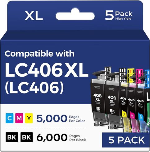 LC406XL Ink Cartridges for Brother Printer Replacement for LC406 XL, 5 Pack in Saudi Arabia
