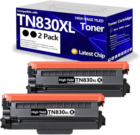 استبدال خرطوشة الحبر TN830XL ​​المتوافقة مع FiveColor&Co لخراطيش الحبر Brother TN830 TN-830 XL مع حبر الطابعة DCP-L2640DW HL-L2460DW HL-L2480DW HL-L2400D HL-L2405W (عبوتان باللون الأسود) in Kuwait