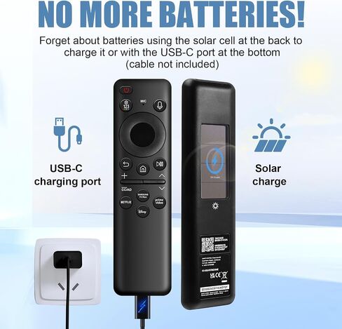 BN59-01455A Voice Remote Control for Samsung Smart TV, Compatible with Samsung QLED TV Series S95C, LS03D, QN50, QN55, QN60, QN65, QN70, QN80, QN85, QN90 etc, with Bluetooth Rechargeable Solar Cell in Kuwait