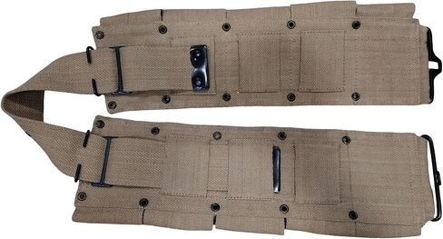 WWII U.S. Army M1923 M1 Garand Rifle Cartridge Springfield Adjustable Canvas Ammo Bandolie Belt with 10 Pocket - Khaki in Saudi Arabia