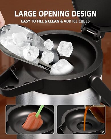 Esemoil Coffee Carafe for Keeping Hot, 102oz/3L Large Capacity Airpot Coffee Dispenser with Pump, Insulated Stainless Steel Thermal for Hot/Cold Water Liquid Tea Chocolate for Hot Cocoa for Parties in Kuwait
