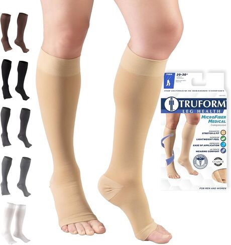 Truform 20-30 mmHg Compression Stockings for Men and Women, Knee High Length, Open Toe in Kuwait