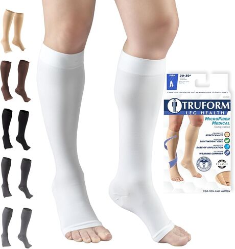 Truform 20-30 mmHg Compression Stockings for Men and Women, Knee High Length, Open Toe in Kuwait