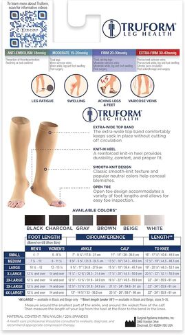 Truform 20-30 mmHg Compression Stockings for Men and Women, Knee High Length, Open Toe in Kuwait