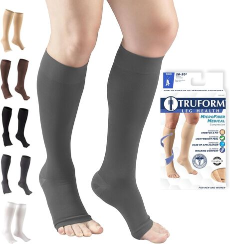 Truform 20-30 mmHg Compression Stockings for Men and Women, Knee High Length, Open Toe in Kuwait