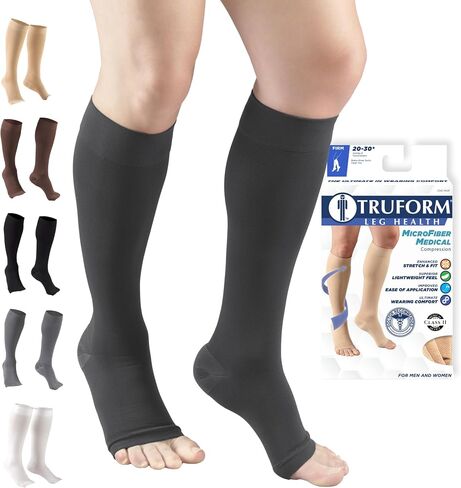 Truform 20-30 mmHg Compression Stockings for Men and Women, Knee High Length, Open Toe in Kuwait