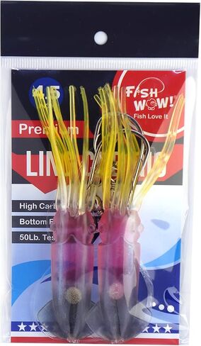 20pks 5-Color 4.5" Fishing Ling Cod Rig Twin Bulb Squids Rockfish Bait lingcod rockcod Rigged Soft Lure in Saudi Arabia