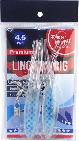 20pks 5-Color 4.5" Fishing Ling Cod Rig Twin Bulb Squids Rockfish Bait lingcod rockcod Rigged Soft Lure in Saudi Arabia