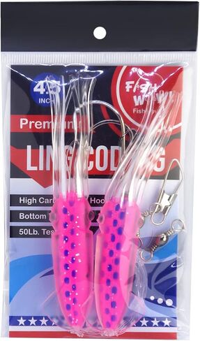 20pks 5-Color 4.5" Fishing Ling Cod Rig Twin Bulb Squids Rockfish Bait lingcod rockcod Rigged Soft Lure in Saudi Arabia
