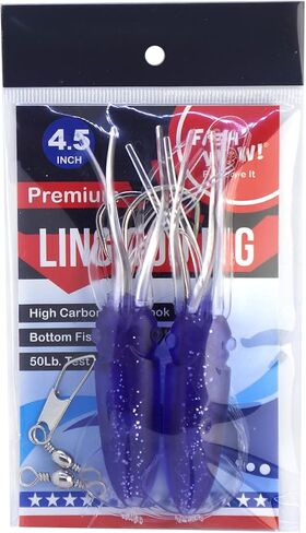 20pks 5-Color 4.5" Fishing Ling Cod Rig Twin Bulb Squids Rockfish Bait lingcod rockcod Rigged Soft Lure in Saudi Arabia