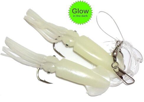 20pks 5-Color 4.5" Fishing Ling Cod Rig Twin Bulb Squids Rockfish Bait lingcod rockcod Rigged Soft Lure in Saudi Arabia