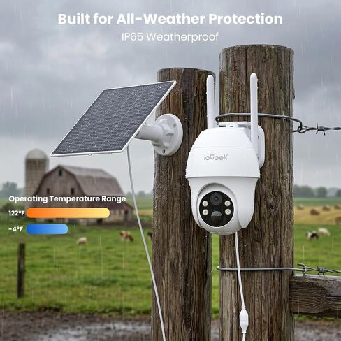 ieGeek 4G LTE Cellular Security Camera Wireless Outdoor, No WiFi Battery Powered Cameras with Solar Panel, 2K HD Color Night Vision, 2-Way Audio, 360° PTZ, PIR Motion Sensor(Subscription Required) in Saudi Arabia