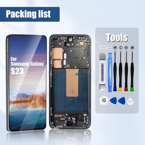 for Samsung Galaxy S23 LCD Screen Replacement Touch Digitizer Display Assembly with Frame for Samsung Galaxy SM-S911B SM-S911U with Repair Parts Kits(Black, No Fingerprint)【US Version】 in Saudi Arabia