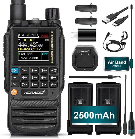 TIDRADIO TD-H3 متعدد الموجات (2 × 2500 مللي أمبير في الساعة) راديو هام، برمجة لاسلكية، برمجة وشحن USB-C، راديو PPT سريع محمول طويل المدى ثنائي الاتجاه، تبديل الإصدار، DTMF NOAA FM AM-1Pack in Kuwait