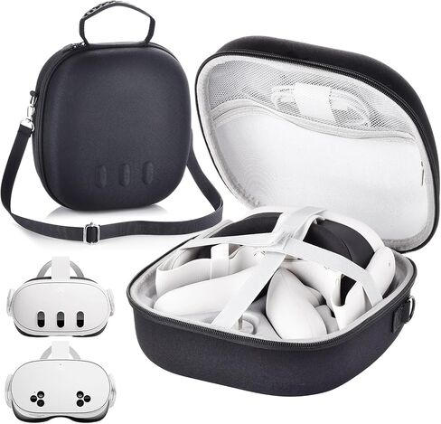 M eta Q uest 3/3S case Large capacity accessory storage bag, compatible with battery headband and controller VR helmet and controller accessories, hard shell portable travel protective case in Kuwait