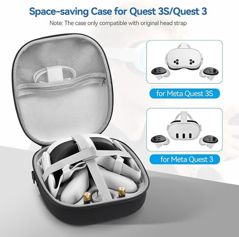 M eta Q uest 3/3S case Large capacity accessory storage bag, compatible with battery headband and controller VR helmet and controller accessories, hard shell portable travel protective case in Kuwait