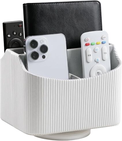 360° Rotating TV Remote Control Holder Desk Remote Organizer White in Saudi Arabia