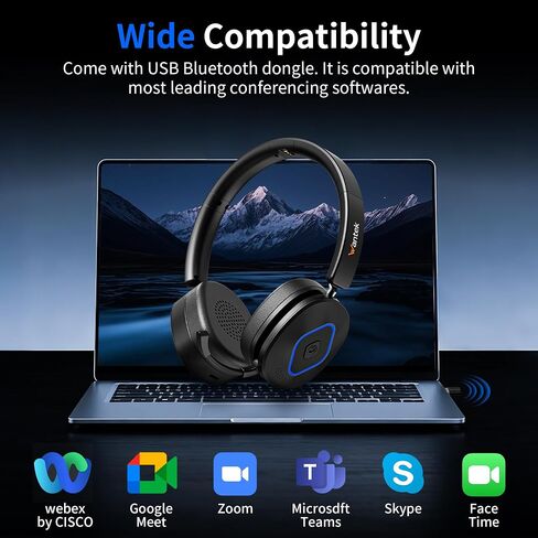 Wantek Wireless Headset with Mic for Work, Bluetooth Headset for Computer in Kuwait
