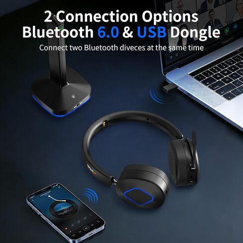 Wantek Wireless Headset with Mic for Work, Bluetooth Headset for Computer in Kuwait