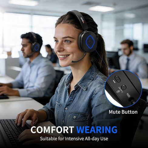 Wantek Wireless Headset with Mic for Work, Bluetooth Headset for Computer in Kuwait