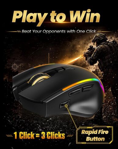 TECKNET Wireless Gaming Mouse,2.4GHz/USB-C, 1000Hz,7 Custom Buttons 13 RGB in Kuwait