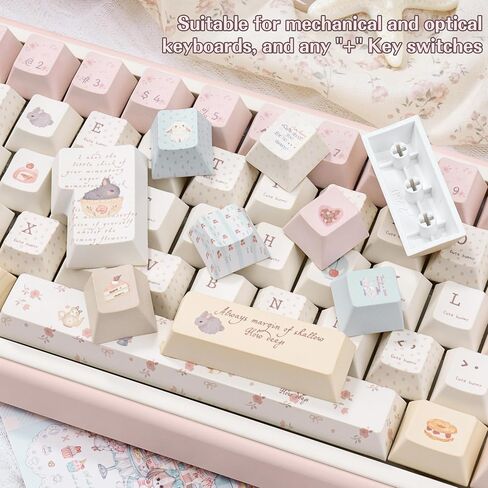 PBT Keycaps Rabbit Party Pink Cute 147 Keys Key Cap for Cherry MX in Kuwait