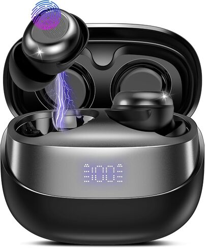 Sleep Earbuds Bluetooth 5.4 in Ear Light-Weight Headphones, Mini Sleep Headphones Small Design for Side Sleepers, 47H Playtime with Charging Case, Clear Calls Earphones, Black in Saudi Arabia