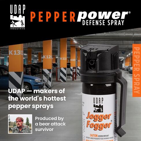 UDAP 3C Pepper Power Jogger Fogger Pepper Spray مع مشبك للنساء والرجال والعدائين وراكبي الدراجات، دفاع ذاتي مضغوط ساخن OC، نمط انفجار قوي، حاجز ضباب 10 أقدام، 1.9 أونصة in Kuwait