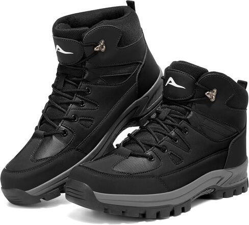 HARENCE Men's Waterproof Hiking Boots: Lightweight Non-Slip Mid Ankle Outdoor Shoes - All Day Comfort for Trekking & Trail Walking Black Size 13 in Kuwait