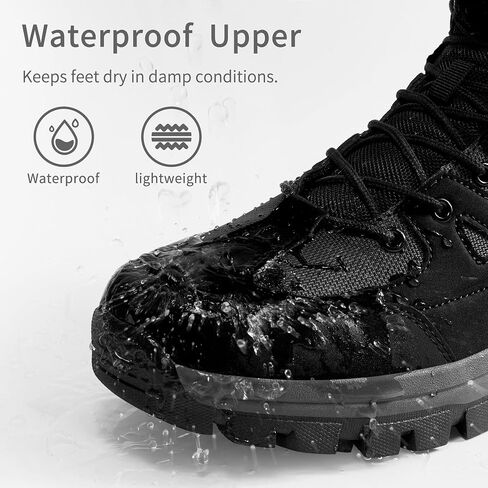 HARENCE Men's Waterproof Hiking Boots: Lightweight Non-Slip Mid Ankle Outdoor Shoes - All Day Comfort for Trekking & Trail Walking Black Size 13 in Kuwait