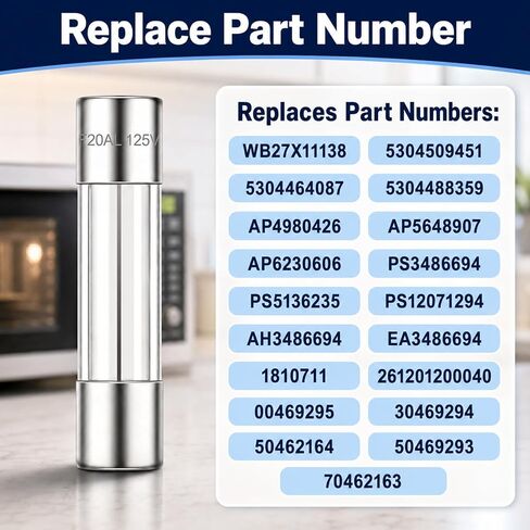 15 Pack 5304509451 20A 125V Microwave Fuses Fit for GE, Frigidaire, Hotpoint, Kenmore Microwaves, Replaces 1810711, EA3486694, PS3486694, AH3486694, AP4980426, WB27X11138, 5304464087, 5304488359 in Saudi Arabia