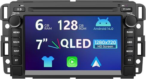 ستيريو راديو السيارة Android 14 لسيارة Chevy Silverado/GMC Sierra/Buick/Chevrolet، تطبيق Carplay Andriod Auto 7 بوصة 1280*720 QLED IPS وحدة رأس تعمل باللمس مع GPS Navi BT WiFi/4G LTE SWC 6GB RAM 128GB ROM in Kuwait