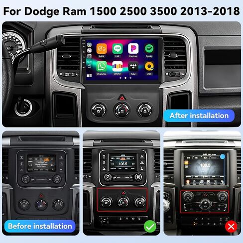 ستيريو سيارة 4G+64G لسيارة دودج رام 1500 2500 3500 2013-2019 مع CarPlay Android Auto، شاشة لمس 9 بوصات Android 15 مشغل راديو السيارة مع وصلة مرآة، كاميرا احتياطية WiFi/GPS، بلوتوث، FM/RDS، DSP، SWC in Kuwait