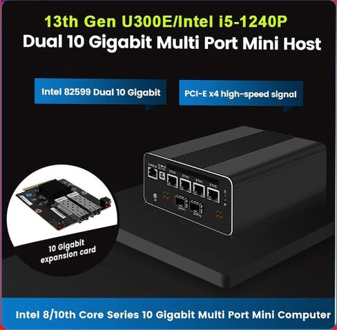 Firewall Appliance Mini PC, Intel Pentium 8505 Quad Core 10G*2 4xIntel I226 2.5G Ethernet VPN Soft Routing,2*USB3.2 1*TF Slot 2*SATA 1*M.2 NVMe x4 8/16/32/64GB DDR5 M.2 Nvme (NO RAM NO SSD) in Kuwait