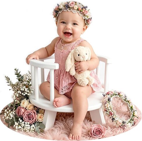 Baby Photography Props White Wooden Stool Toddler Posing Props Cake Smash in Saudi Arabia