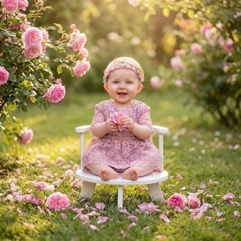 Baby Photography Props White Wooden Stool Toddler Posing Props Cake Smash in Saudi Arabia