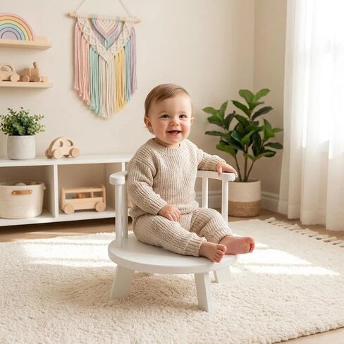 Baby Photography Props White Wooden Stool Toddler Posing Props Cake Smash in Saudi Arabia