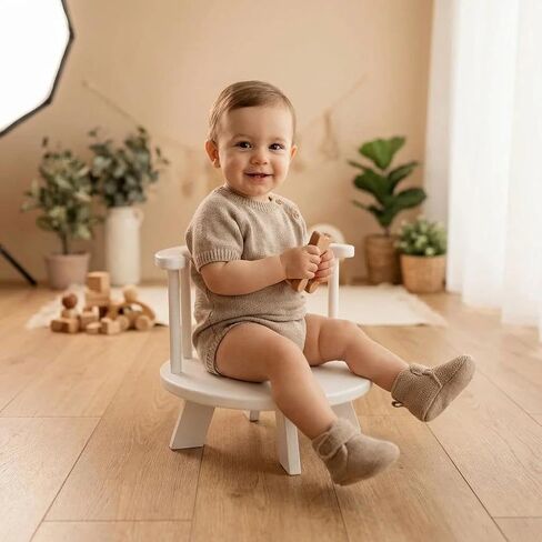 Baby Photography Props White Wooden Stool Toddler Posing Props Cake Smash in Saudi Arabia