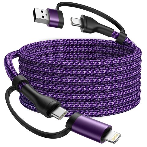 USB C to Lightning Cable, 60W 4 in 1 Fast Charging Cable Apple MFi Certified USB A to Lightning Cord Nylon 6ft USB C to USB C Charger Cord for iPhone 17 16 15 14 Pro/iPad/Samsung S25/MacBook/Switch 2 in Saudi Arabia