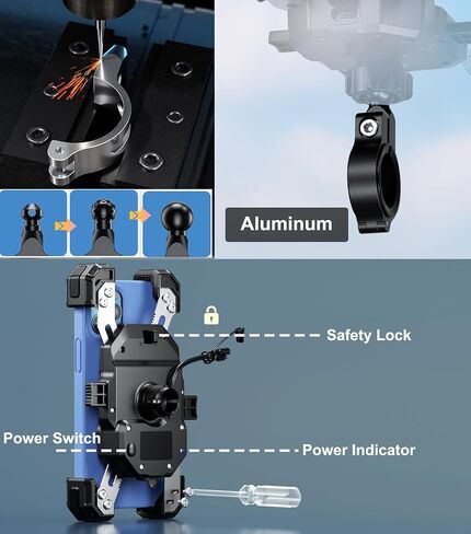 iMESTOU Motorcycle Wireless USB C Charger Phone Mount in Kuwait